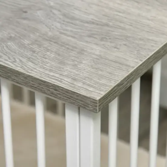 PawHut Dog Crate Furniture, Wooden End Table with Cushion & Lockable Door, Medium Size Pet Crate Indoor Puppy Cage, gray image {5}