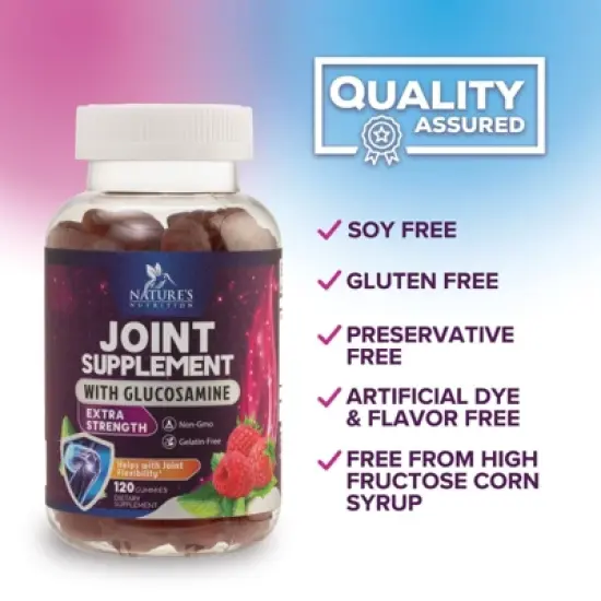 Joint Support Gummies Glucosamine Plus Vitamin E, Joint Support Supplement - Back, Knees & Hands - 120 Gummies By Nature's Nutrition image {7}