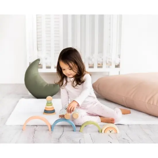 Pearhead Wooden Stacking Toy - Rainbow - 5pc image {7}