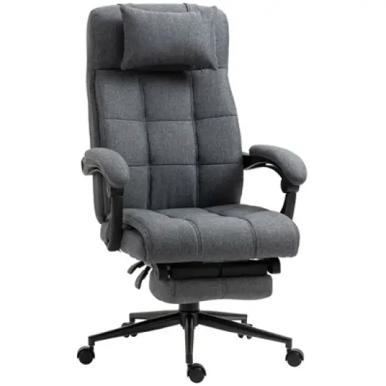 Vinsetto Executive Linen-Feel Fabric Office Chair High Back Swivel Task Chair with Adjustable Height Upholstered Retractable Footrest, Headrest and Padded Armrest image {10}