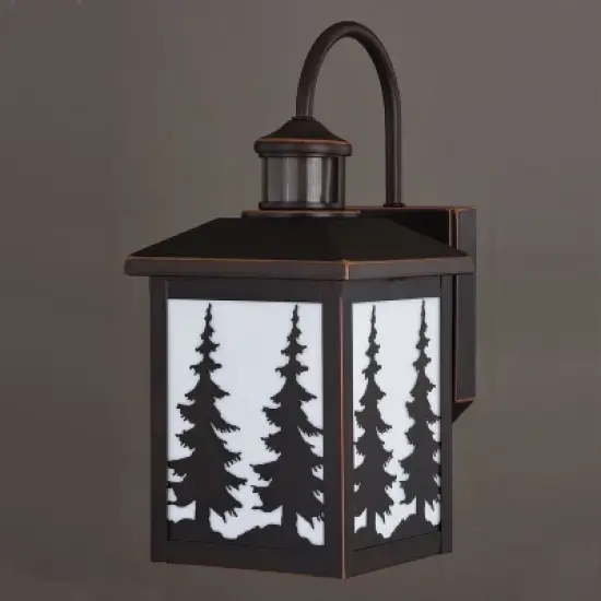 VAXCEL Yosemite Bronze Motion Sensor Dusk to Dawn Rustic Outdoor Wall Light White Glass image {10}