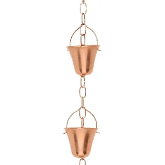 Marrgon Copper Rain Chain with Bell Style Cups for Gutter Downspout Replacement image {2}