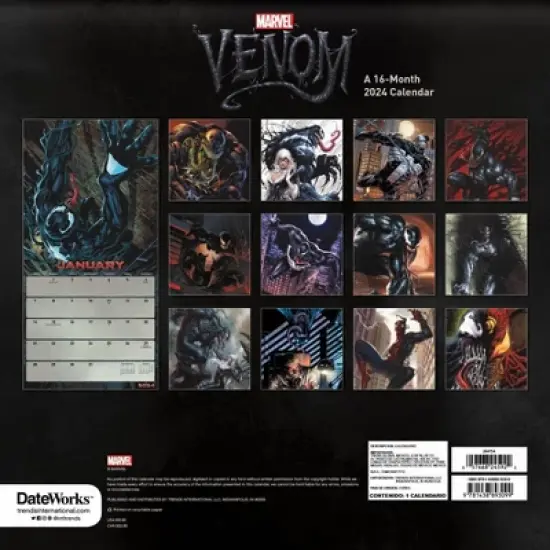 Trends International Inc. 2023-24 Wall Calendar 12"x12" Marvel Venom image {3}