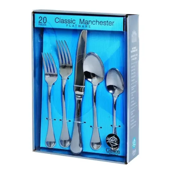 Gibson Home Manchester Classic Flatware Silverware Utensil Set with Spoons, Forks, and Knives for Kitchen Home Cutlery Use, Stainless Steel (20 Piece) image {4}