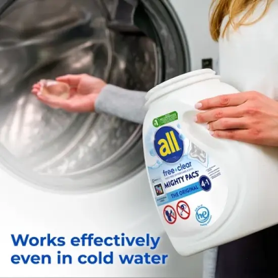 All Mighty Pacs Free Clear Laundry Detergent Pacs image {3}