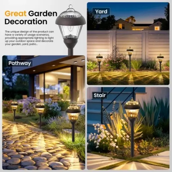 Gigalumi 2-Pack Bronze Metal Solar Pathway Lights, Waterproof Outdoor Garden Lights with Warm White LED Bulbs image {5}