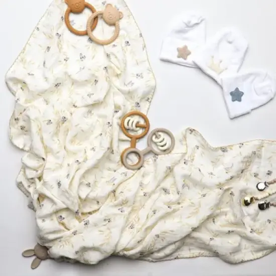 La&rsquo;dore Organic Baby Swaddle, Burp Cloth & Hospital Hat Set &ndash; Soft Muslin Wrap and Newborn Hat &ndash; Breathable, Gentle Cotton Baby Essentials image {5}