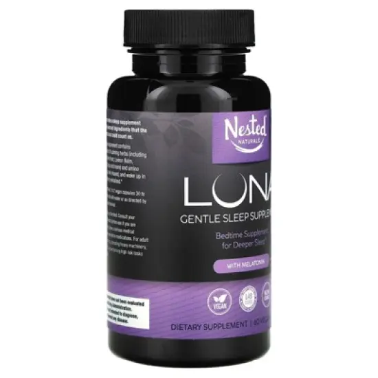 Nested Naturals Luna, Gentle Sleep Supplement with Melatonin, 60 Vegan Capsules image {3}