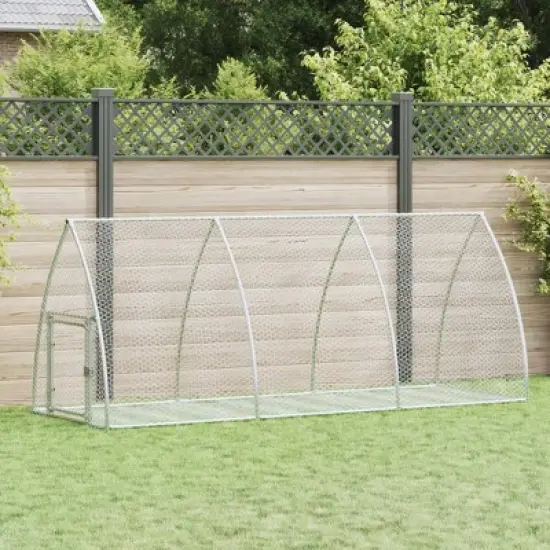 vidaXL Rabbit Hutch Bunny House Animal Enclosure Silver Galvanized Steel - 41.3" x 118.1" x 47.2" image {1}