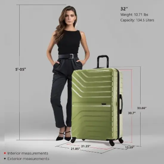 InUSA Aurum Lightweight Hardside Extra Large Spinner Luggage - Green image {7}