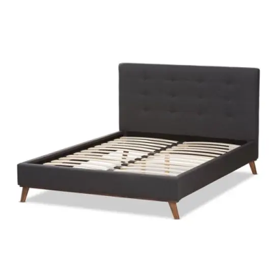 Valencia Mid - Century Modern Fabric Platform Bed - Baxton Studio image {2}