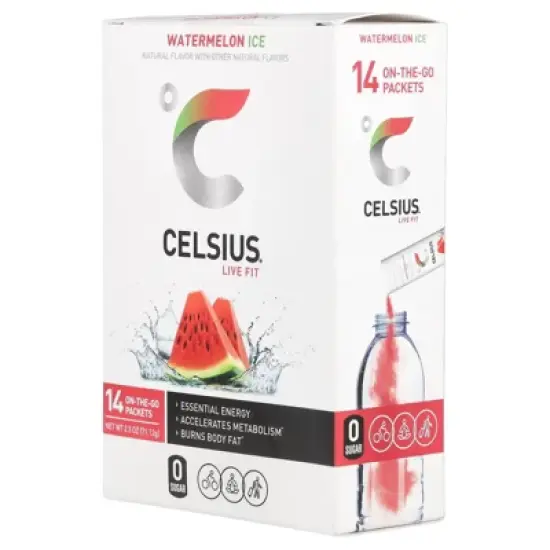 Celsius Live Fit, Watermelon Ice, 14 On-The-Go-Packets, 0.18 oz (5.08 g) Each image {4}