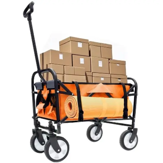 UBSSO Minimeetall Collapsible Outdoor Utility Wagon with Strapping System, 225 lbs Capacity, Orange image {11}