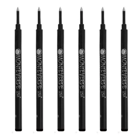 Monteverde Rollerball Pen Refill Medium Point Black Ink 6 Pack (G233BK) image {1}