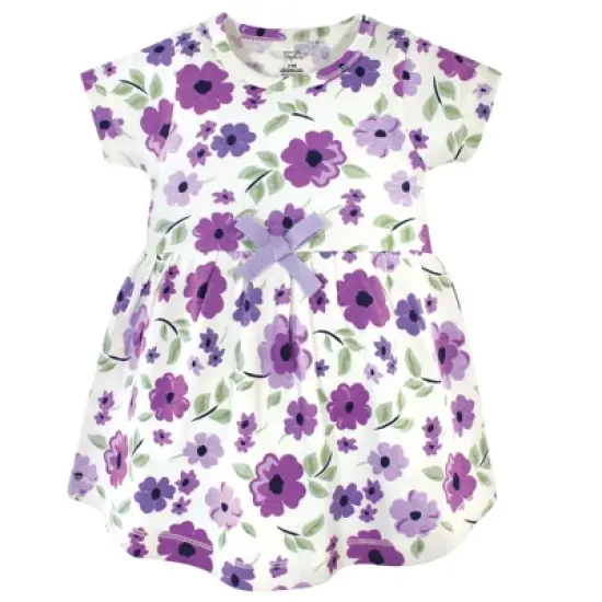 Touched by Nature Baby and Toddler Girl Organic Cotton Short-Sleeve Dresses 2pk, Purple Garden image {2}
