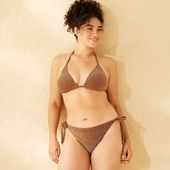 Women's Sparkle Low-Rise High Leg Cheeky Side-Tie Bikini Bottom - Wild Fable&trade; image {3}