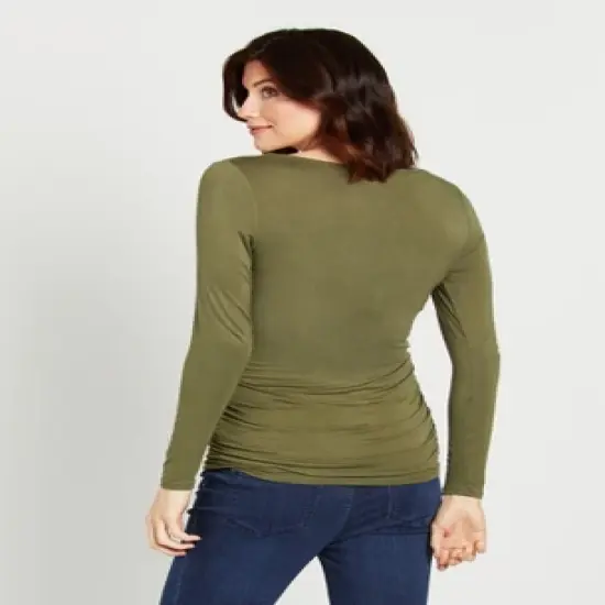 Longsleeve Side Ruched Maternity T Shirt | Motherhood Maternity image {2}