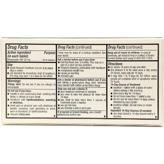 OHM Omeprazole 20mg Delayed-Release Tablets Acid Reducer, 42 Ct image {1}
