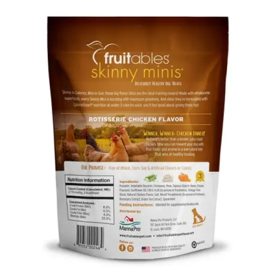 Fruitables Skinny Minis Rotisserie Chicken Flavor Healthy Low Calorie Dog Treats - 5oz image {2}