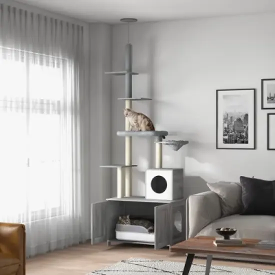 ONWITH Cat Tree with Litter Box Enclosure image {6}