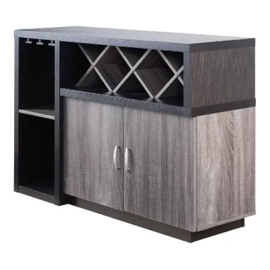 Alsco Buffet Server with Wine Rack Distressed Gray/ Light Oak - HOMES: Inside + Out image {3}