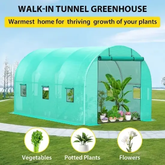 Walking in Tunnel Tent Galvanized Frame Waterproof Greenhouse image {2}