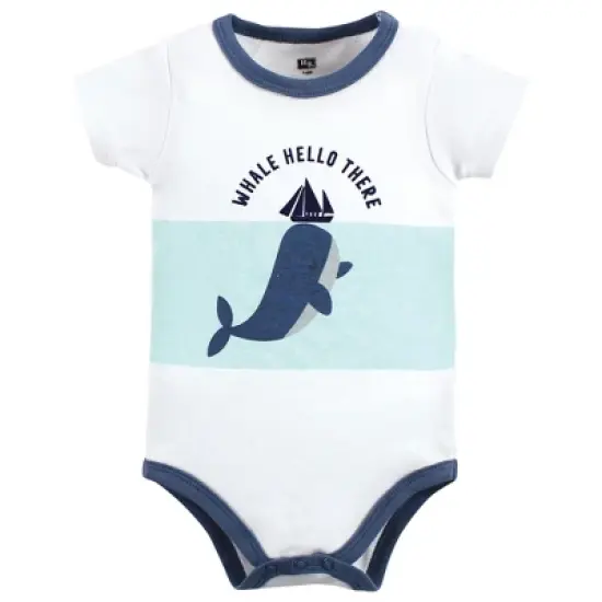 Hudson Baby Infant Boy Cotton Bodysuit, Shorts and Shoe Set, Underwater Whale image {2}