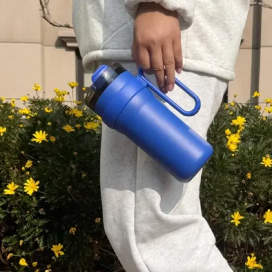 28.75oz/850ml stainless steel insulated water bottle, built-in straw double-drink coffee cup image {4}