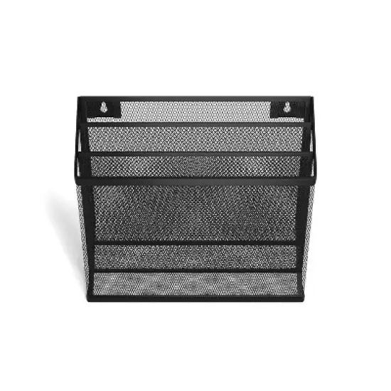 MyOfficeInnovations 3 Compartment Wire Mesh File Organizer Matte Black 24402448 image {2}