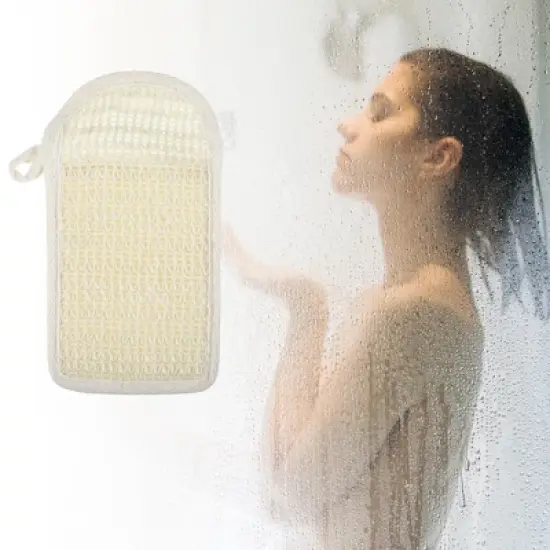 Unique Bargains Jute Bath Brush for Shower 5.51"x3.94" Beige 1 Pc image {1}