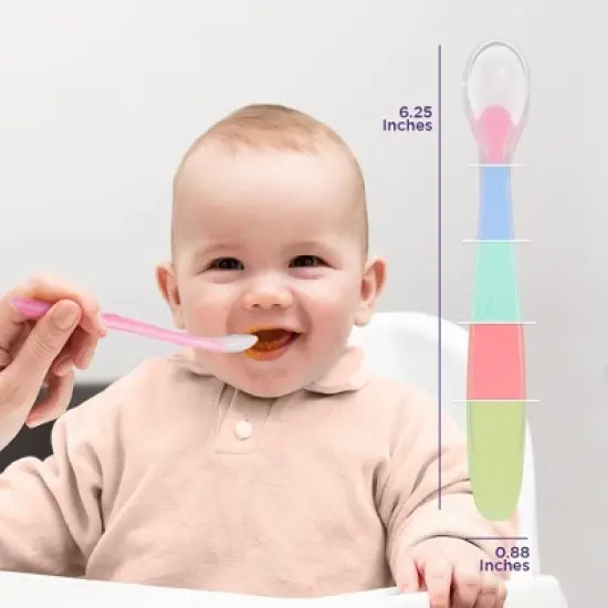 Sperric Silicone Baby Spoon First Stage - Soft & Gentle on Gums Infant Feeding Spoon, Set of 5 BPA Free Silicone Toddler Spoons image {3}