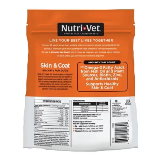 Nutri-Vet Skin and Coat Sweet Potato Flavor Vitamins and Supplements Biscuit for Dogs - 16oz/28ct image {1}