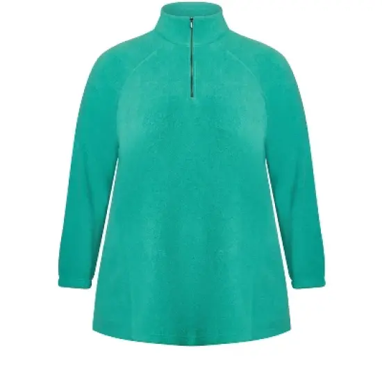 Women's Plus Size Polar Fleece Pocket Tunic - jade | AVENUE image {2}
