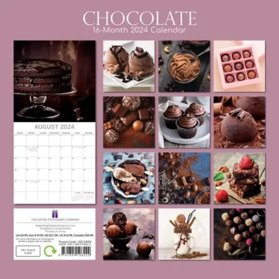 The Gifted Stationery 2024 Square Wall Calendar, Chocolate, 16-Month Food Theme with 180 Reminder Stickers (12x12 In) image {3}