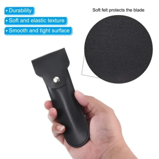 Unique Bargains Travel Business Trip Double-Edge Protective Leather Shaver Sheath 2 Pcs image {4}