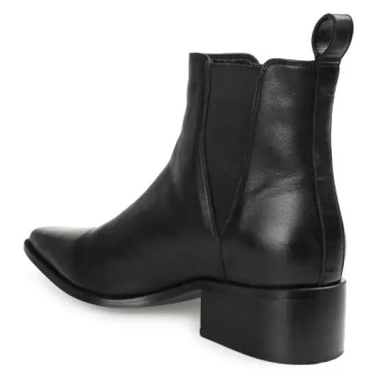 Journee Signature Womens Genuine Leather Brooklee Square Toe Stacked Chelsea Booties image {6}