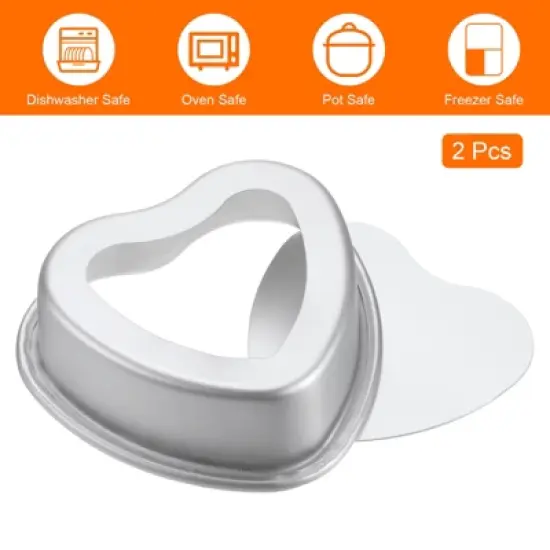 Unique Bargains Aluminum Nonstick Heart Shaped Removable Bottom Cake Pan 2 Pcs image {2}