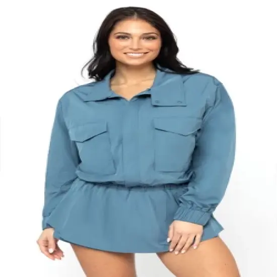 Yogalicious Radiant Commuter Woven Cropped Windbreaker with Front Patch Pockets image {5}