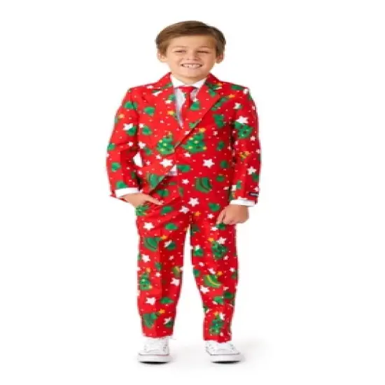 Suitmeister Boys Christmas Suit - Christmas Trees Stars Red image {5}