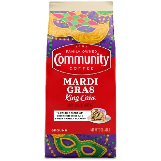 Community Coffee Mardi Gras King Cake Medium Roast Ground Coffee - 12 oz image {5}