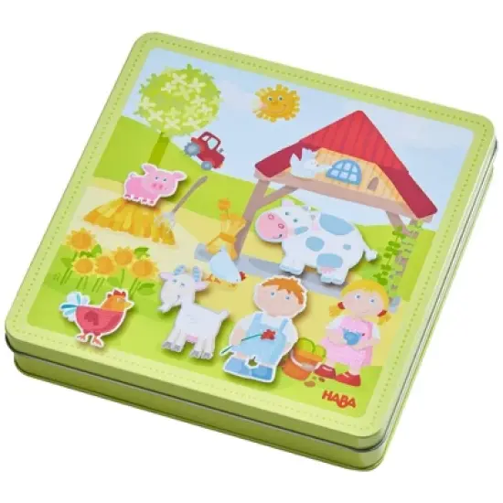 HABA Peter and Pauline's Farm Magnetic Game with 4 Background Scenes in Storage Tin image {3}