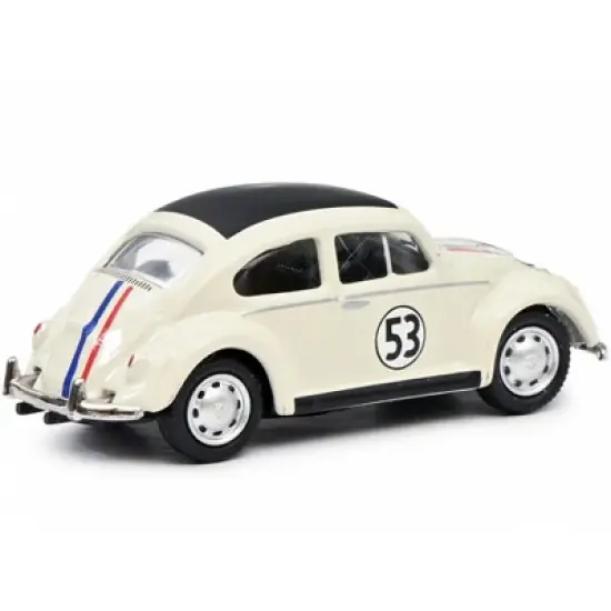 Volkswagen Beetle #53 "Rallye" Cream with Stripes and Black Top 1/87 (HO) Diecast Model Car by Schuco image {1}