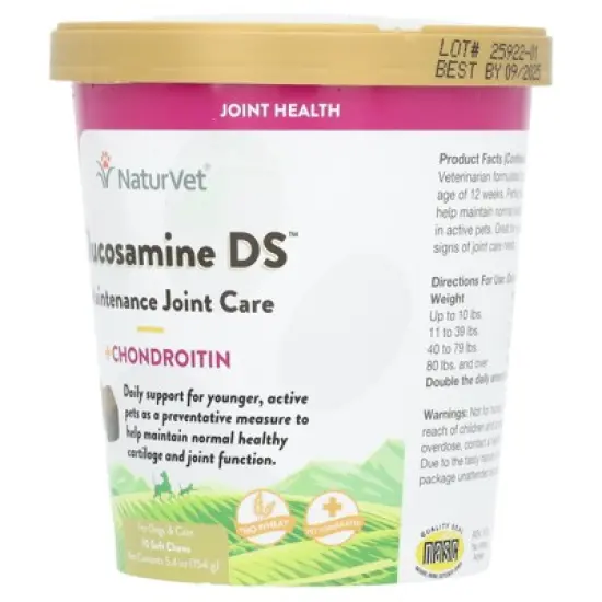 NaturVet Glucosamine DS, Maintenance Joint Care + Chondroitin, For Dogs & Cats, Level 1, 70 Soft Chews, 5.4 oz (154 g) image {3}
