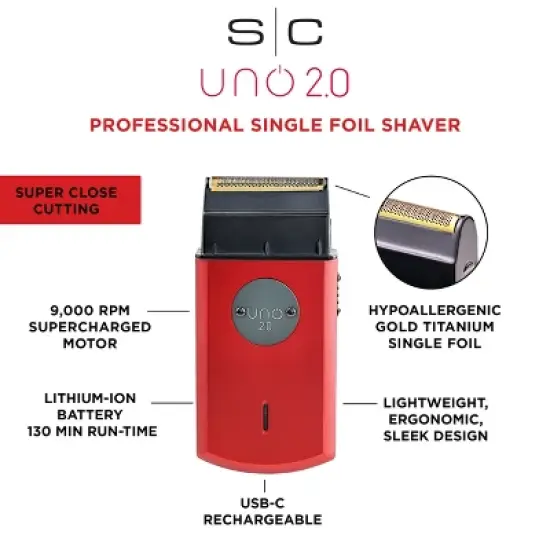 StyleCraft Uno 2.0 Mens Foil Shaver Travel Sized Single USB-C Rechargeable image {2}