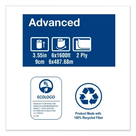 Tork Advanced Jumbo Bath Tissue, Septic Safe, 2-Ply, 3.48" x 1,600 ft, White, 6 Rolls/Carton image {3}