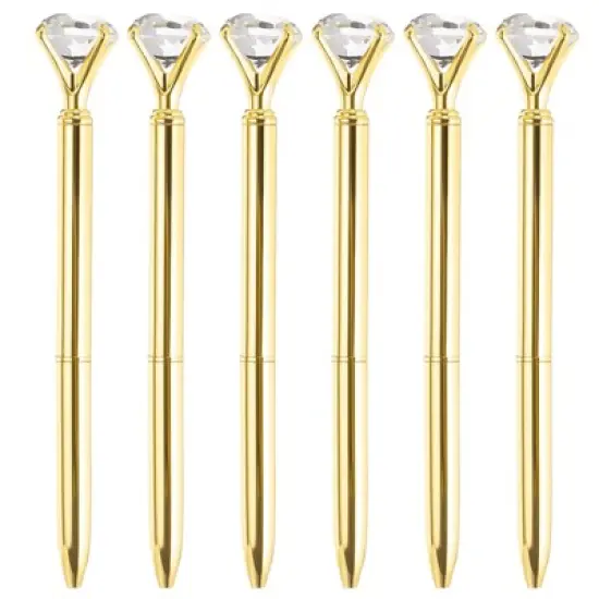 Unique Bargains Metal Sleek Design Medium Point Elegant Crystal Diamond Ballpoint Pen 6 Pcs image {8}