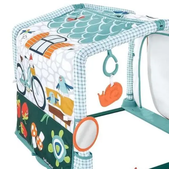 Fisher-Price 3-in-1 Crawl & Play Activity Gym with Mirror, Frog Rattle, Snail Teether, Crinkle Garden Gnome and Watering Can for Newborn to Toddler image {1}