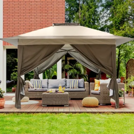 EAGLE PEAK 13'x13' Pop Up Gazebo with 4 Sidewalls, Easy Set Up Canopy for Patio and Backyard image {7}