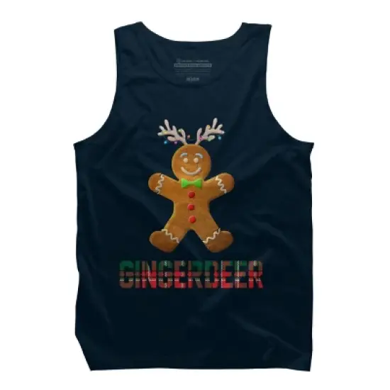 Men's Design By Humans Gingerbread Reindeer Matching Family Group Christmas Pajama By Forever9 Tank Top image {5}