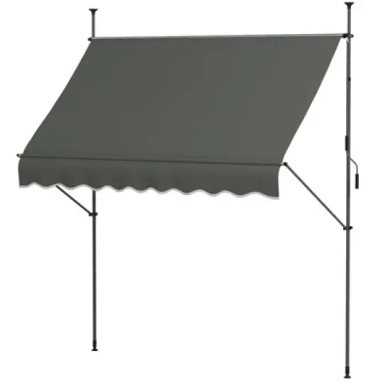 Resenkos Patio Awning, Outdoor Sun Shade Shelter Cover Awnings,8' x 4' Manual Retractable Awning, Non-Screw Patio Awning, UV Resistant, Dark Gray image {10}